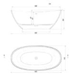 Aquarius Maggiore Freestanding Stone Bath in Gloss White - 1670 x 818mm - Image 3