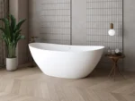 Aquarius Maggiore Freestanding Stone Bath in Gloss White - 1670 x 818mm