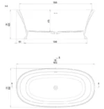 Aquarius Como Freestanding Stone Bath in Gloss White - 1672 x 830mm - Image 3